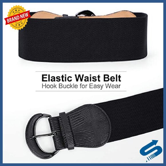 3 Pack Stretchy Wide Waist Belt for Dresses, Elastic Vintage Style